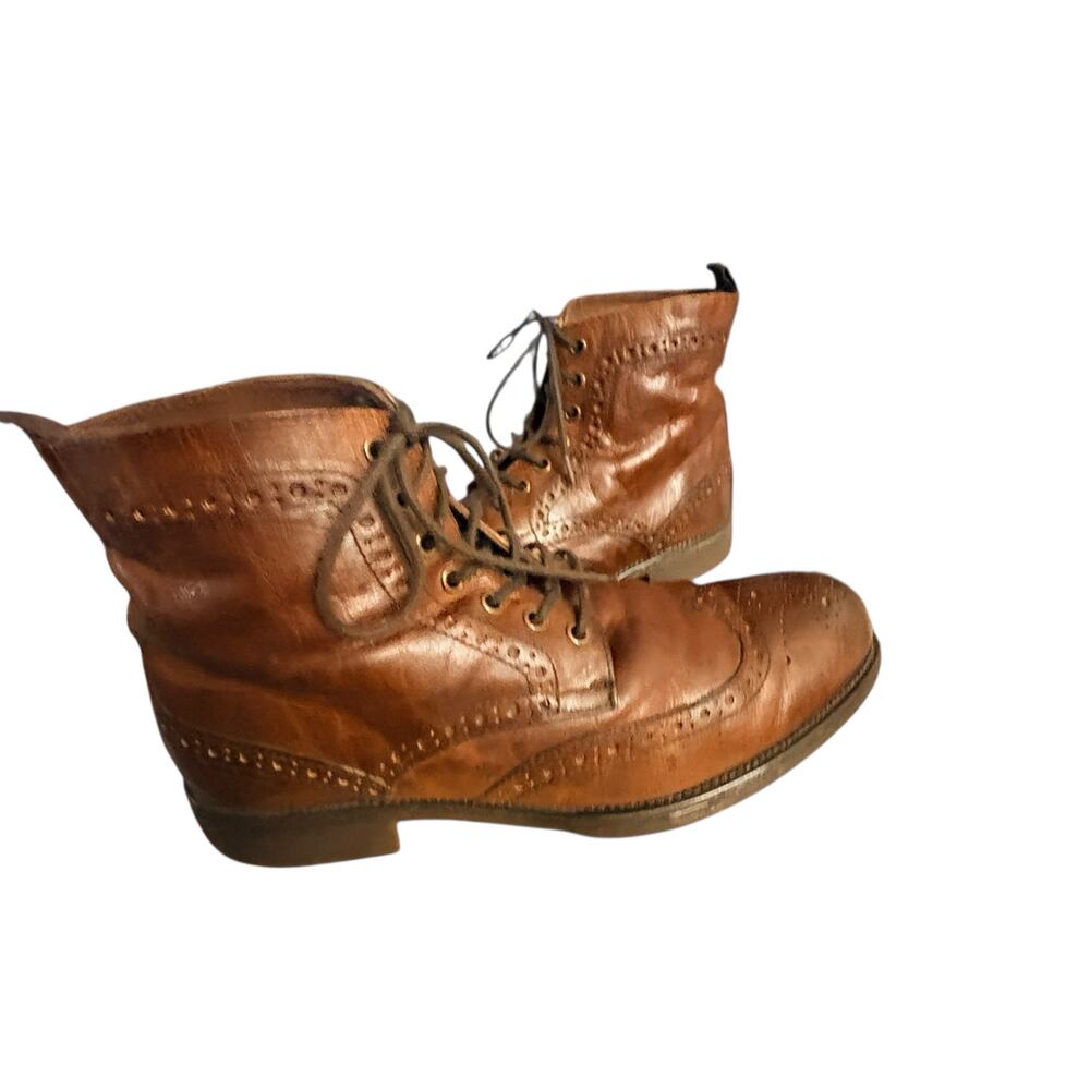 Aston Grey Men's Brown Leather Wingtip Brogue Lace-Up Ankle Boots sz 10